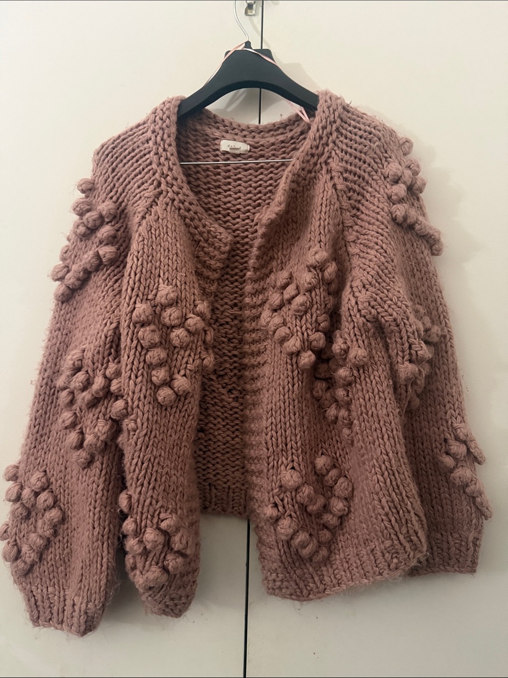 debut Chunky Bobble Cardigan - Mauve Pink
